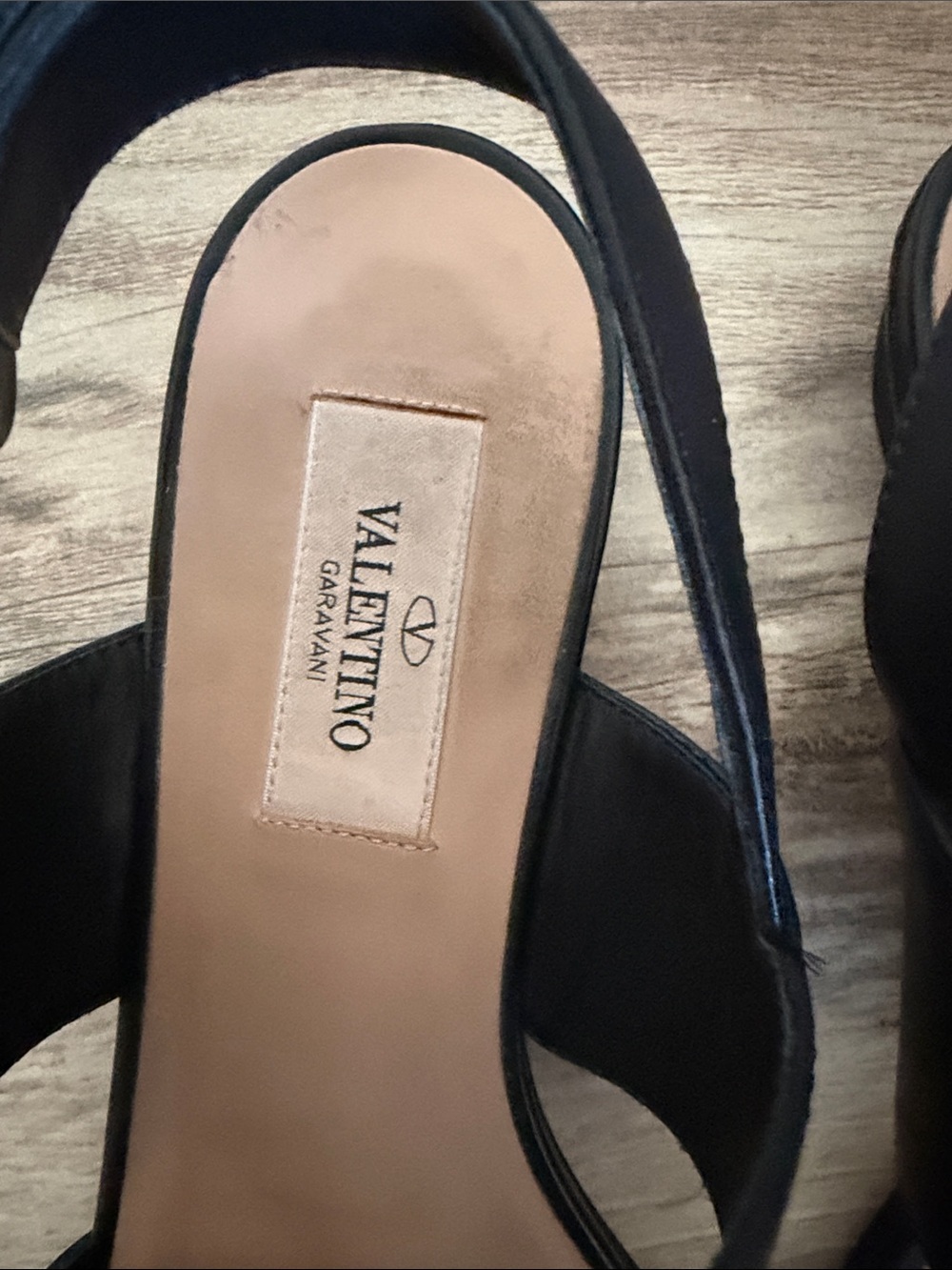 Valentino Black Leather Sandals with Gold Ring Accents - Picture 2 of 15